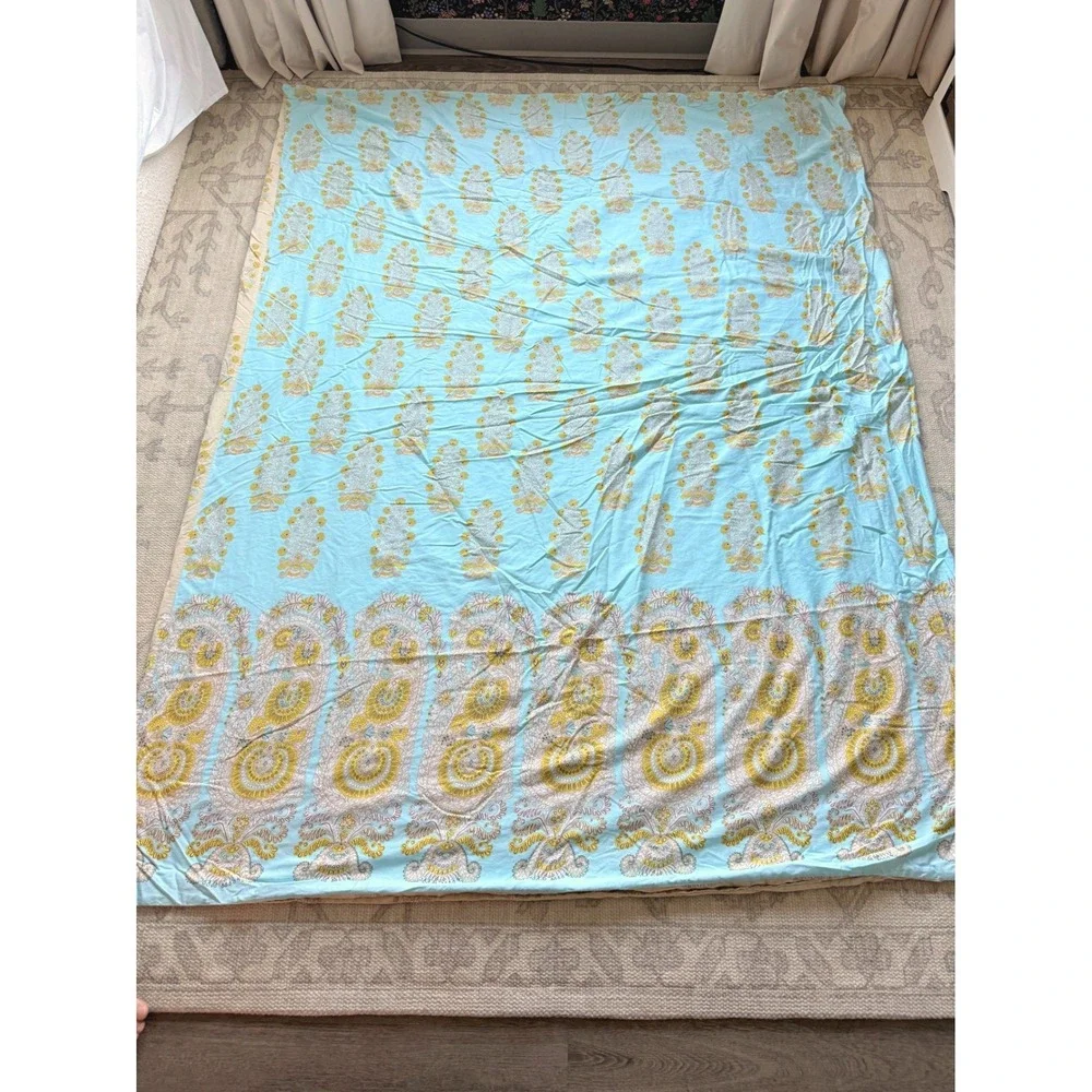 ECHO Designs‎ Reversible Paros Paisley Blue Yellow Cotton Twin Size Duvet Cover